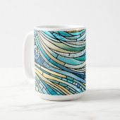 Sea of Waves Teal Mosaic Fine Art Kaffeetasse (Vorderseite Links)