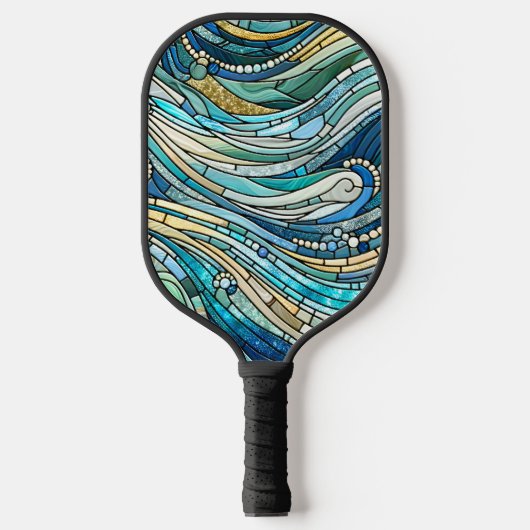 Sea of Waves Teal Mosaic Fine Art Pickleball Schläger (Vorderseite)