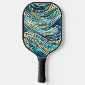 Sea of Waves Teal Mosaic Fine Art Pickleball Schläger (Rückseite)