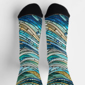 Sea of Waves Teal Mosaic Fine Art Socken (Oben)