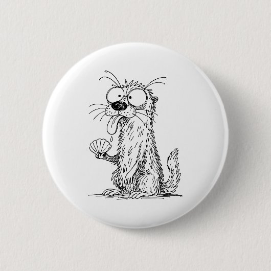 Sea Otter Abstract Art Rtrait Drawing Whimsical Fu Button (Vorderseite)