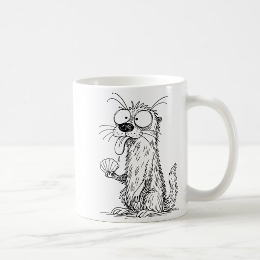 Sea Otter Abstract Art Rtrait Drawing Whimsical Fu Kaffeetasse (Rechts)