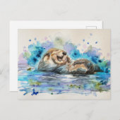 Sea Otter Aquarellpflaster Postkarte (Vorne/Hinten)
