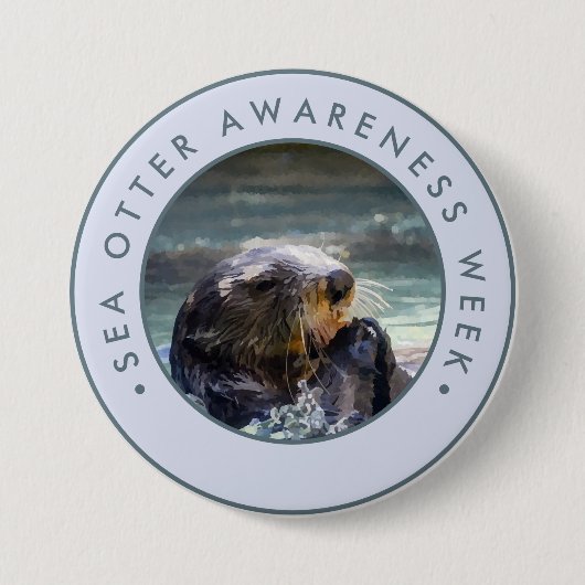 Sea Otter Awareness Week, Aquarell Button (Vorderseite)