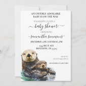 Sea Otter Baby Dusche Adorable Watercolor Einladung (Vorderseite)