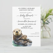 Sea Otter Baby Dusche Adorable Watercolor Einladung (Stehend Vorderseite)