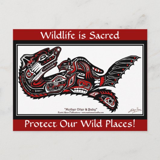 SEA OTTER & BABY (Haida Styled) Postkarten (Vorderseite)