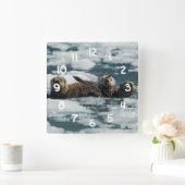 Sea Otter Family Quadratische Wanduhr (Zuhause)