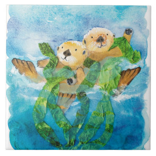 Sea Otter Keramik Tile/Trivet (6" Quadrat) Fliese