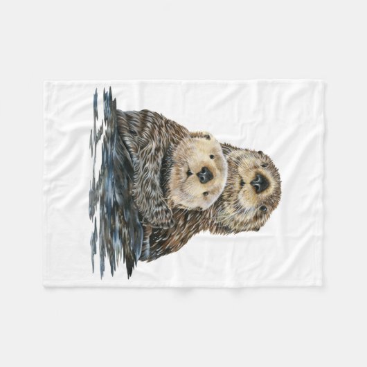 Sea Otter mit Pup Fleece Blanket (Vorderseite (Horizontal))