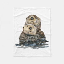 Sea Otter mit Pup Fleece Blanket