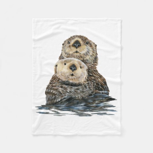 Sea Otter mit Pup Fleece Blanket (Vorderseite)