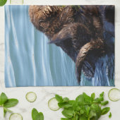 Sea Otter Mutter und Jungtier mit Seetang Geschirrtuch (Gefaltet)