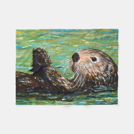 Sea Otter Painting Fleecedecke (Vorderseite (Horizontal))