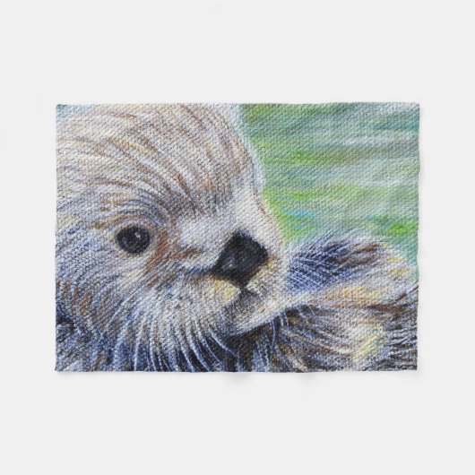 Sea Otter Painting Fleecedecke (Vorderseite (Horizontal))