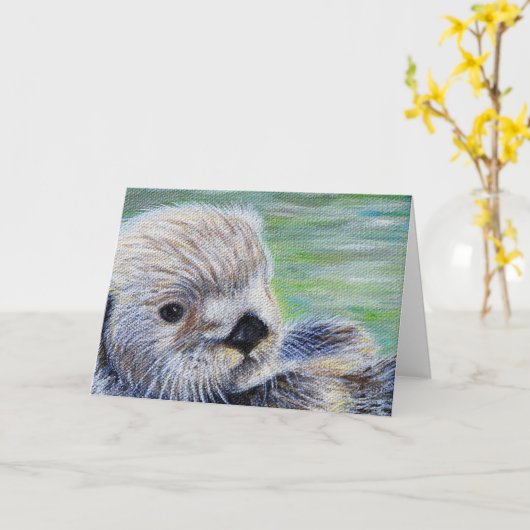 Sea Otter Painting Karte (Gelbe Blume)