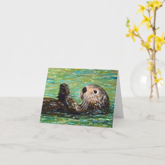 Sea Otter Painting Karte (Gelbe Blume)