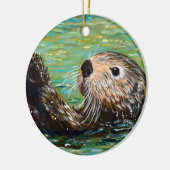 Sea Otter Painting Keramik Ornament (Links)