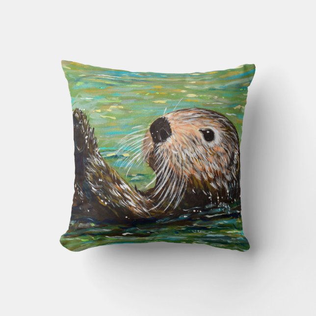 Sea Otter Painting Kissen (Vorderseite)