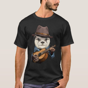 Sea Otter Playing Acoustic Gitarre Otter Guitar Pl T-Shirt