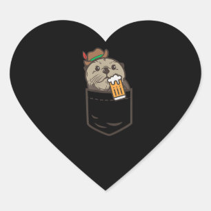 Sea Otter Pocket Drink Bier Tierdeutsch Herz-Aufkleber