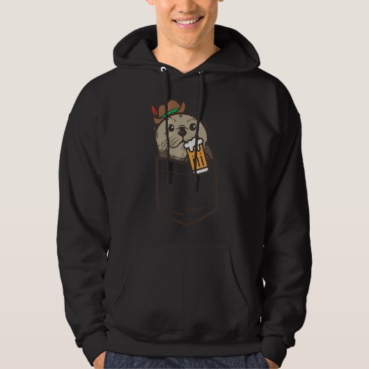 Sea Otter Pocket Drink Bier Tierdeutsch Hoodie (Vorderseite)