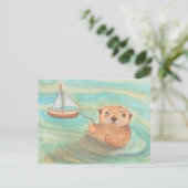 Sea Otter & Sailboat Postkarte (Stehend Vorderseite)
