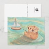 Sea Otter & Sailboat Postkarte (Vorne/Hinten)
