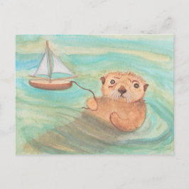 Sea Otter & Sailboat Postkarte