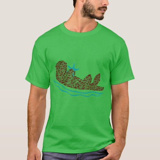 Sea Otter Silhouette Art made from Ocean Creatures T-Shirt (Vorderseite)