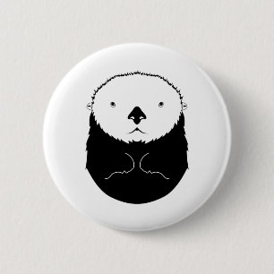 Sea Otter Silhouette Button