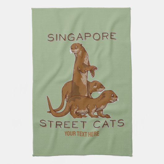Sea Otter Singapore Street Cats Geschirrtuch (Vertikal)