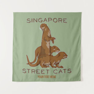 Sea Otter Singapore Street Cats Wandteppich