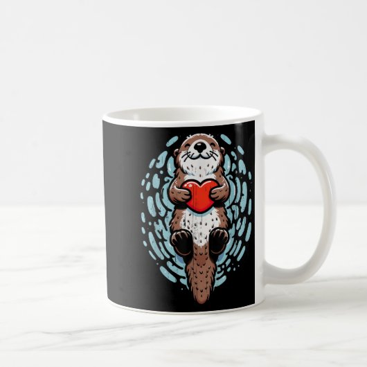 Sea Otter Valentines Heart Lover Funny Boys Men Gi Kaffeetasse (Rechts)