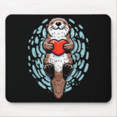 Sea Otter Valentines Heart Lover Funny Boys Men Gi Mousepad (Vorne)