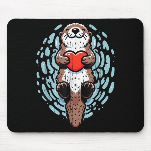 Sea Otter Valentines Heart Lover Funny Boys Men Gi Mousepad (Vorne)
