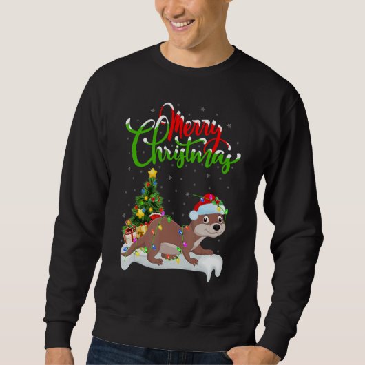 Sea Otter Xmas Decorations Santa Sea Otter Chris Sweatshirt (Vorderseite)