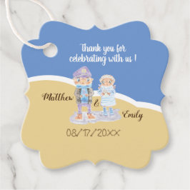 Sea Otters Cartoon Beach Wedding Gefallen Tags Geschenkanhänger
