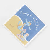 Sea Otters Cartoon Nautical Wedding Paper Napkins Serviette (Ecke)