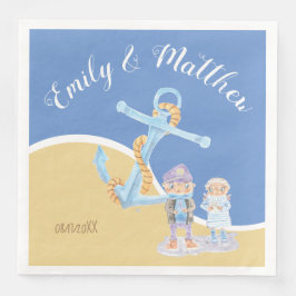 Sea Otters Cartoon Nautical Wedding Paper Napkins Serviette