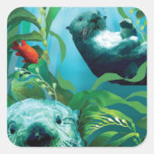 Sea Otter's Garden Square Sticker (Vorderseite)
