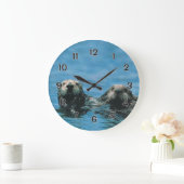Sea Otters Große Wanduhr (Zuhause)