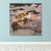 Sea Otters Holding Hands Leinwanddruck (Insitu (Holzboden))
