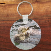 Sea Otters Holding Hands Schlüsselanhänger (Vorderseite)