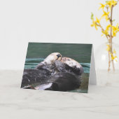 Sea Otters in der Liebe Karte (Gelbe Blume)