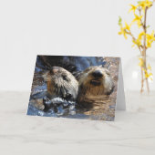 Sea Otters Lächeln - Kunstkarte Karte (Gelbe Blume)