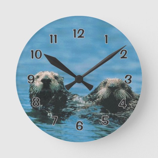 Sea Otters Runde Wanduhr (Vorderseite)