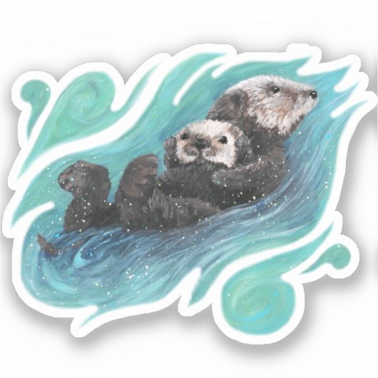 Sea Otters Vinyl Sticker (Vorderseite)