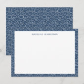 Sea Paisley Pattern Ocean Blue Monogram Mitteilungskarte (Vorne/Hinten)
