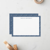 Sea Paisley Pattern Ocean Blue Monogram Mitteilungskarte (Vorderseite/Rückseite Beispiel)